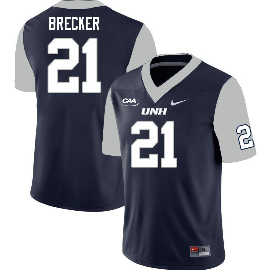 New Hampshire Wildcats #21 Sam Brecker College Football Jerseys Stitched Sale-Navy